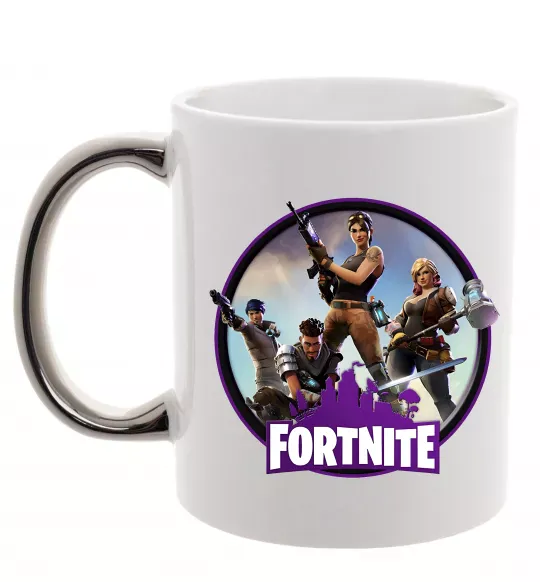 Чашка з кольоровою ручкою Logo Fortnite Срібло фото
