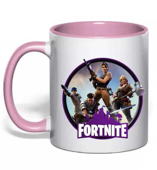 Чашка з кольоровою ручкою Logo Fortnite Ніжно рожевий фото