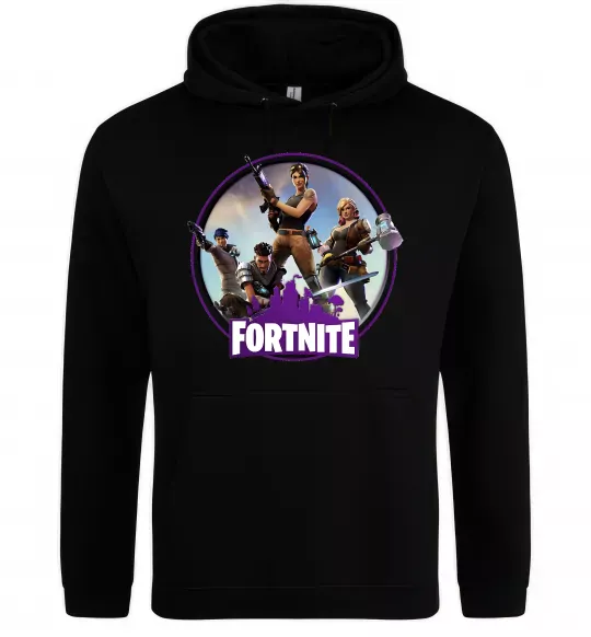 Чоловіча толстовка (худі) Logo Fortnite Чорний фото