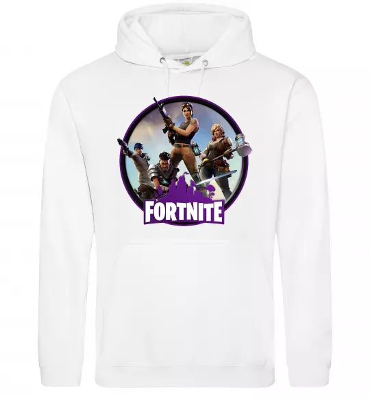 Чоловіча толстовка (худі) Logo Fortnite Білий фото