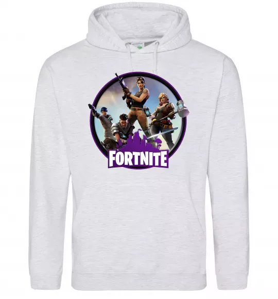 Женская толстовка (худи) Logo Fortnite Серый меланж фото