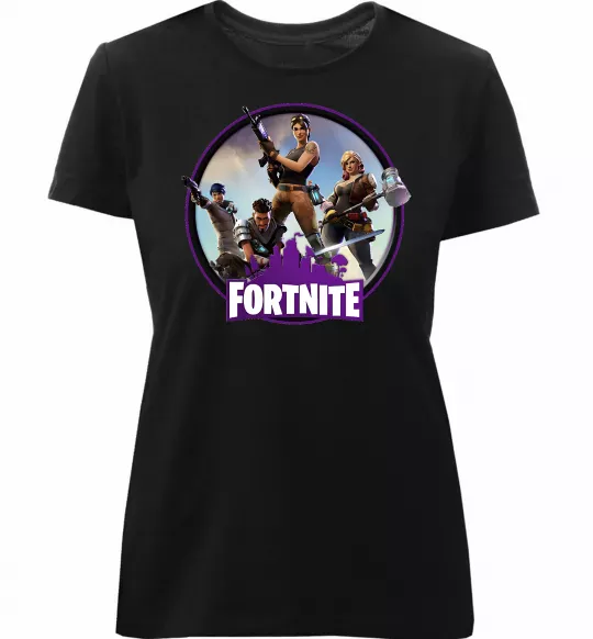 Жіноча преміум футболка Logo Fortnite Чорний фото