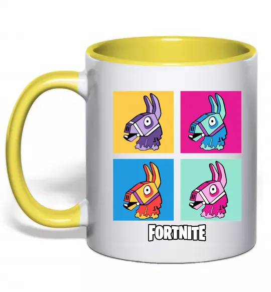 Чашка з кольоровою ручкою Fortnite Lama Сонячно жовтий фото
