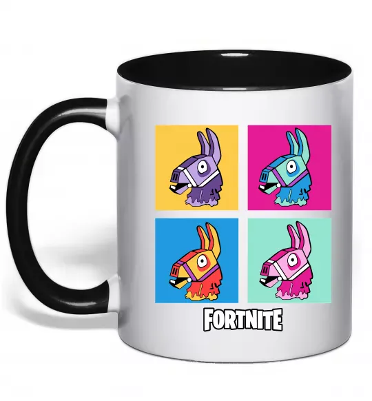 Чашка з кольоровою ручкою Fortnite Lama Чорний фото