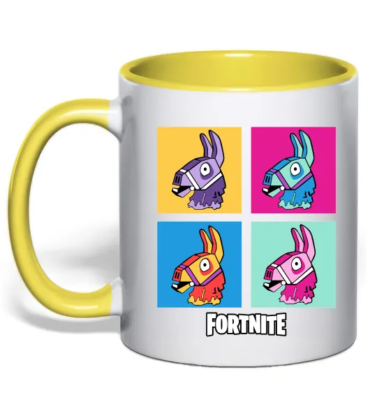 Чашка с цветной ручкой Fortnite Lama Лимонный фото