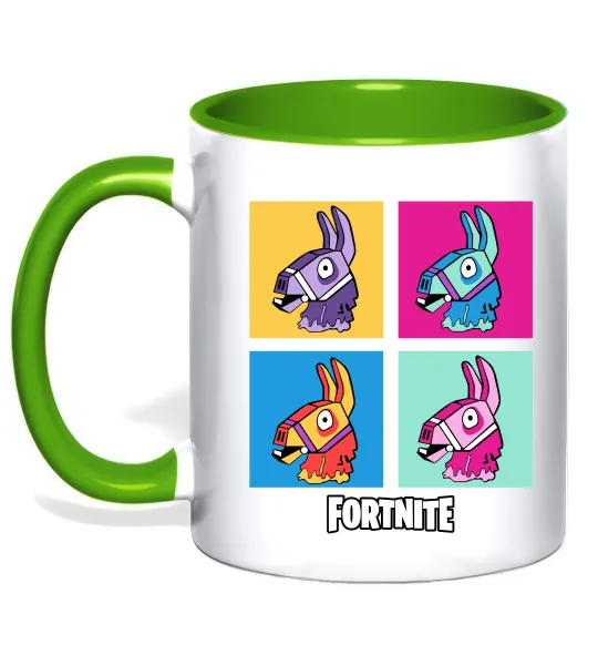 Чашка с цветной ручкой Fortnite Lama Лаймовый фото