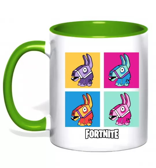 Чашка з кольоровою ручкою Fortnite Lama Зелений фото
