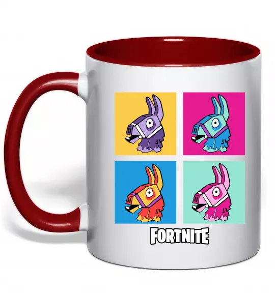 Чашка з кольоровою ручкою Fortnite Lama Червоний фото