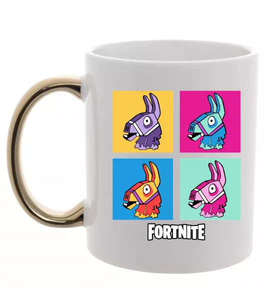 Чашка з кольоровою ручкою Fortnite Lama Золото фото