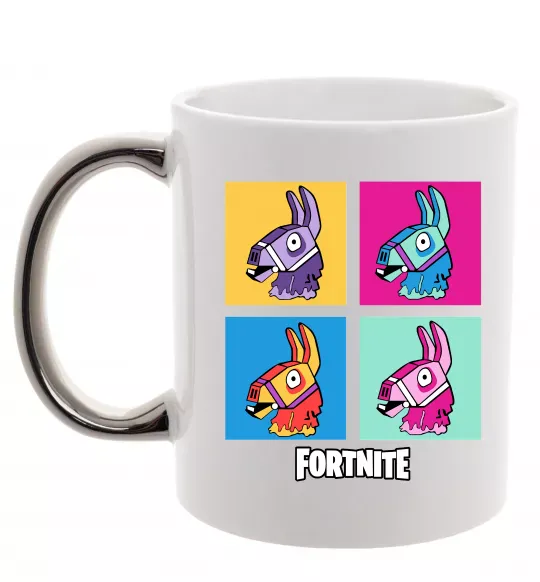 Чашка з кольоровою ручкою Fortnite Lama Срібло фото