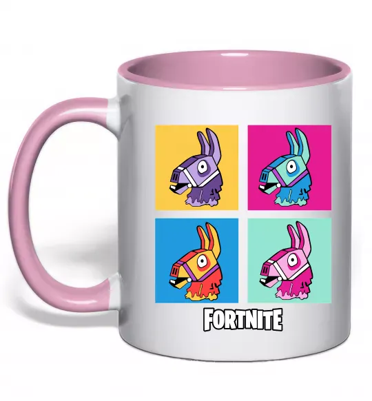 Чашка з кольоровою ручкою Fortnite Lama Ніжно рожевий фото