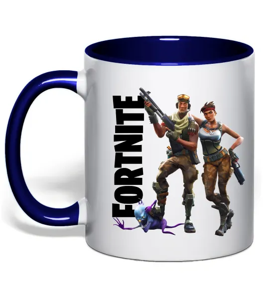 Чашка з кольоровою ручкою Fortnite poster Глибокий темно-синій фото