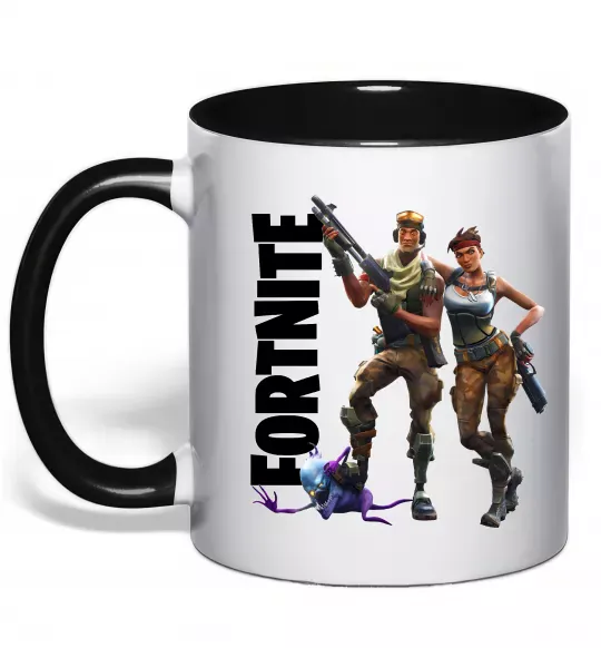 Чашка з кольоровою ручкою Fortnite poster Чорний фото