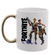 Чашка з кольоровою ручкою Fortnite poster Золото фото