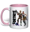 Чашка з кольоровою ручкою Fortnite poster Ніжно рожевий фото