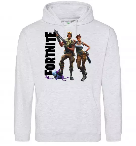 Жіноча толстовка (худі) Fortnite poster Сірий меланж фото