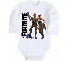 Дитячий бодік Fortnite poster Білий фото