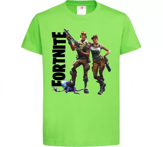 Дитяча футболка Fortnite poster Лаймовий фото