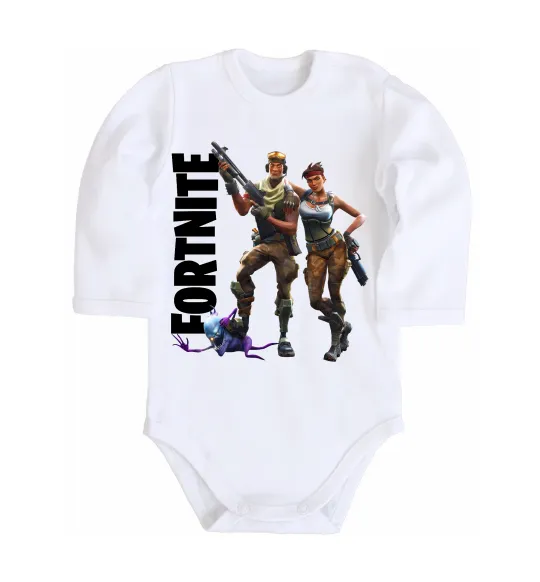 Дитячий бодік Fortnite poster Білий фото