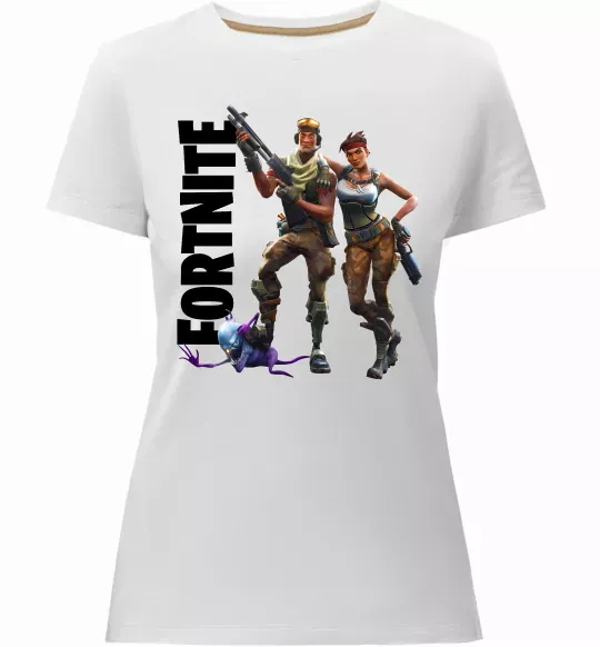 Женская премиум футболка Fortnite poster Белый фото