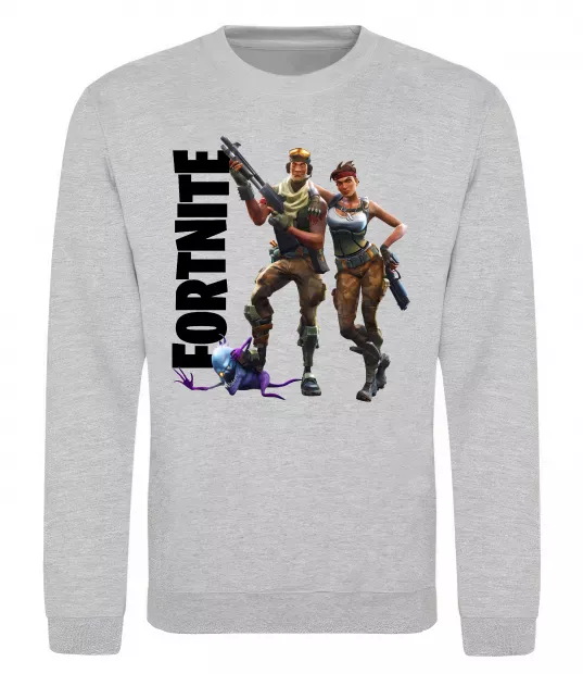 Світшот Fortnite poster Сірий меланж фото