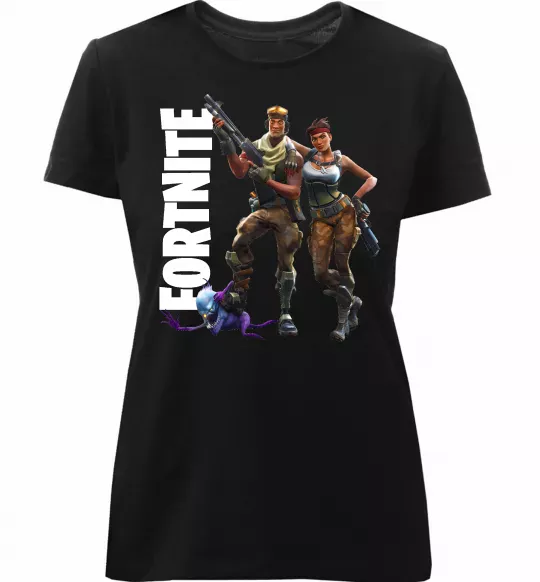 Женская премиум футболка Fortnite poster Черный фото