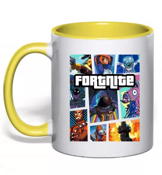 Чашка с цветной ручкой Fortnite GTA art Солнечно желтый фото
