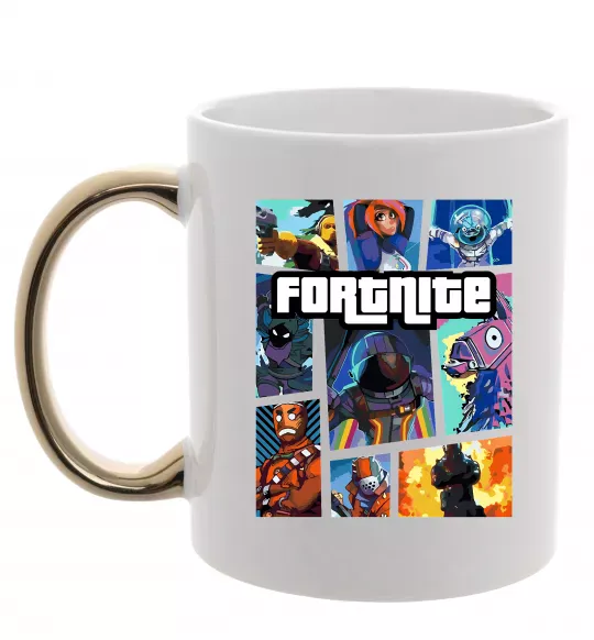 Чашка с цветной ручкой Fortnite GTA art Золото фото
