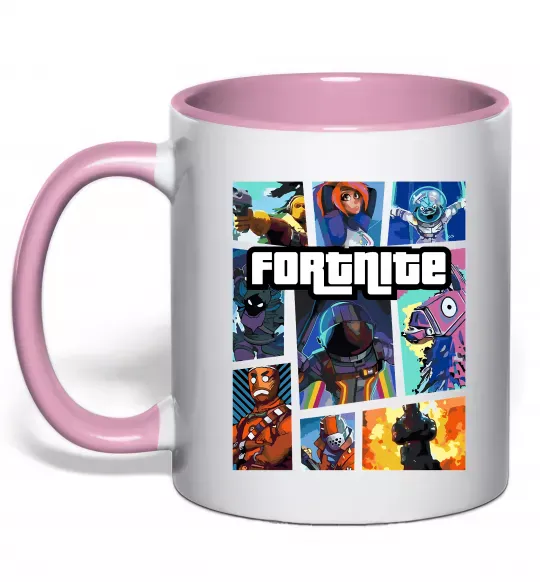 Чашка с цветной ручкой Fortnite GTA art Нежно розовый фото
