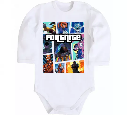 Дитячий бодік Fortnite GTA art Білий фото