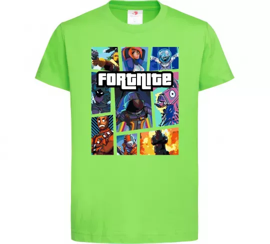 Детская футболка Fortnite GTA art Лаймовый фото