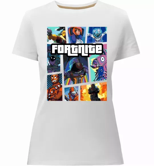 Женская премиум футболка Fortnite GTA art Белый фото