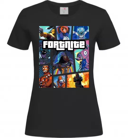 Жіноча футболка Fortnite GTA art Чорний фото