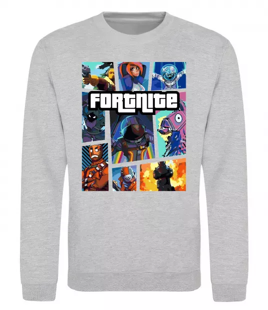 Свитшот Fortnite GTA art Серый меланж фото