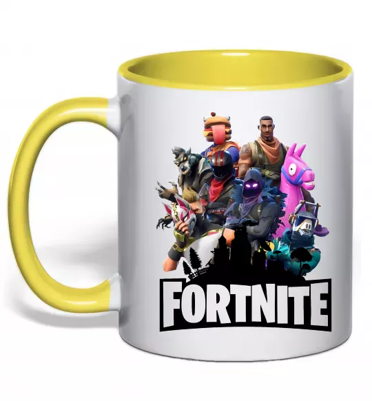 Чашка с цветной ручкой Fortnite characters Солнечно желтый фото