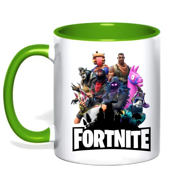 Чашка с цветной ручкой Fortnite characters Лаймовый фото