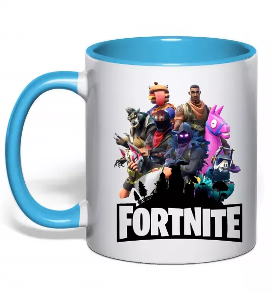 Чашка с цветной ручкой Fortnite characters Голубой фото