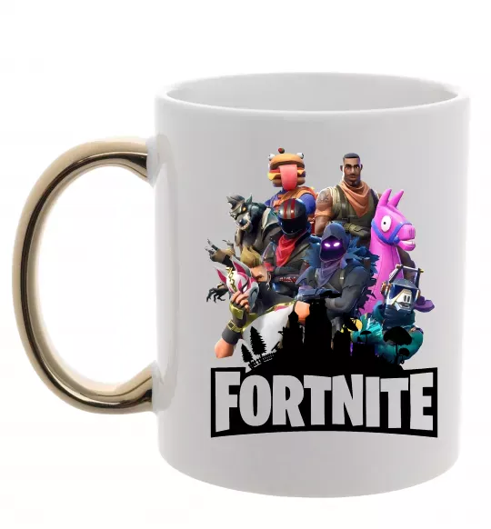 Чашка с цветной ручкой Fortnite characters Золото фото