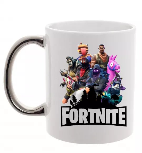 Чашка с цветной ручкой Fortnite characters Серебро фото