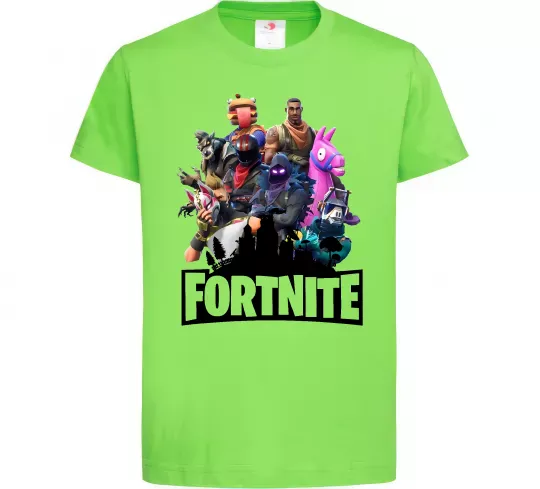 Дитяча футболка Fortnite characters Лаймовий фото