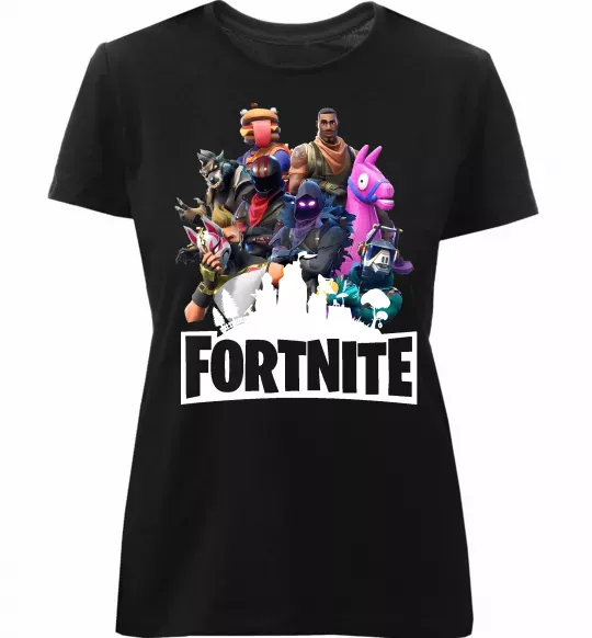 Женская премиум футболка Fortnite characters Черный фото