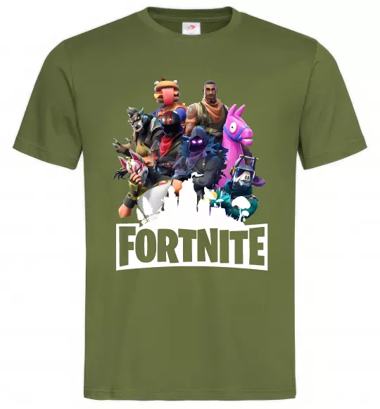 Мужская футболка Fortnite characters Оливковый фото