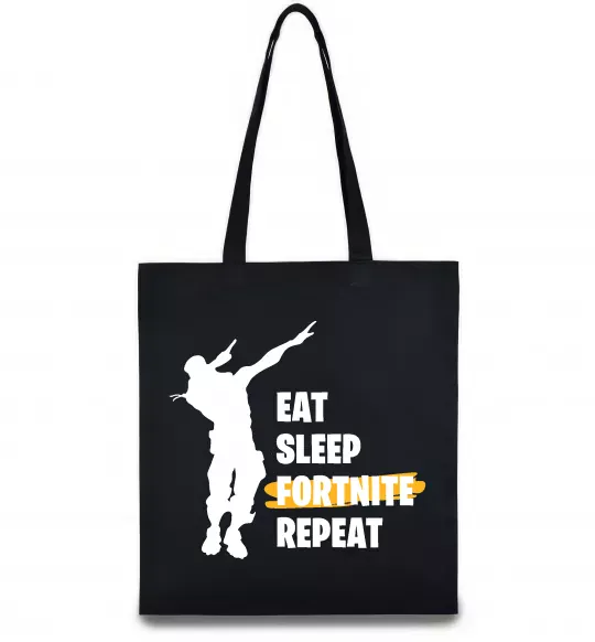 Эко-сумка Eat sleep fortnite repeat Черный фото
