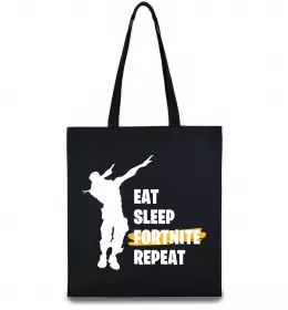 Эко-сумка Eat sleep fortnite repeat Черный фото