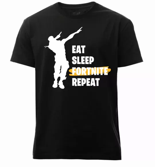 Чоловіча преміум футболка Eat sleep fortnite repeat Чорний фото