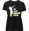 Женская премиум футболка Eat sleep fortnite repeat Черный фото