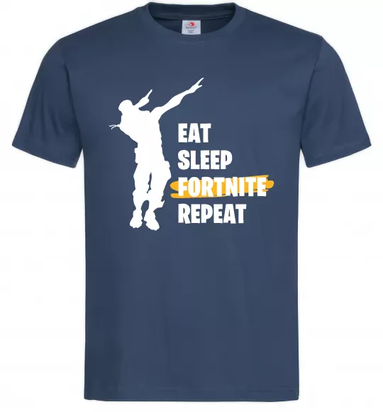 Мужская футболка Eat sleep fortnite repeat Темно-синий фото