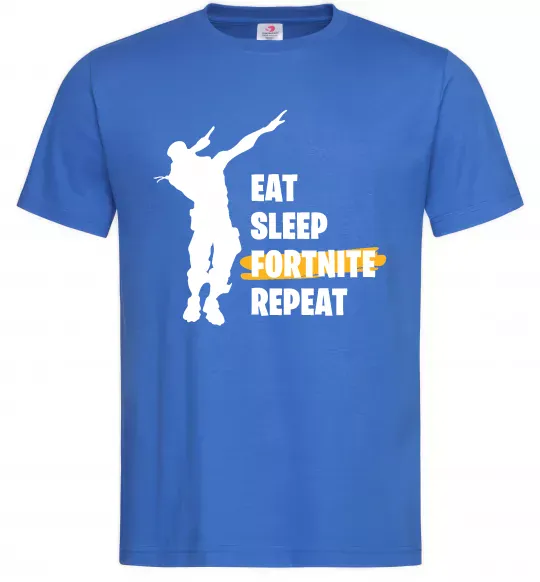 Мужская футболка Eat sleep fortnite repeat Ярко-синий фото