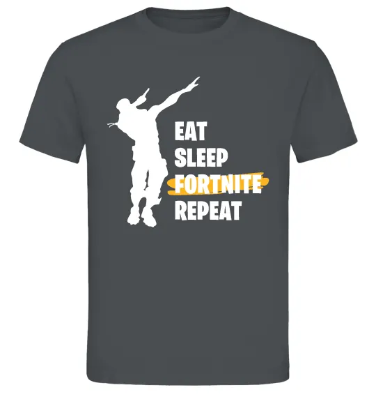 Мужская футболка Eat sleep fortnite repeat Графит фото