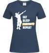 Жіноча футболка Eat sleep fortnite repeat Темно-синій фото
